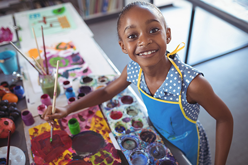 little girl painting
